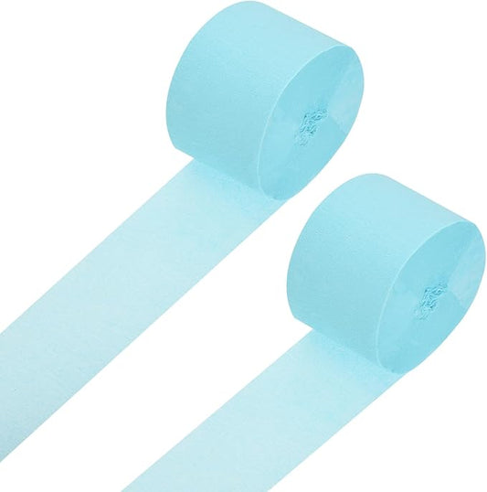 Crepe Paper Roll, Light Blue Crepe Paper Streamers Sheets, [for Party Streamer Decorations, Birthday Party] - 1.8 Inch x 82 ft / 2 Roll
