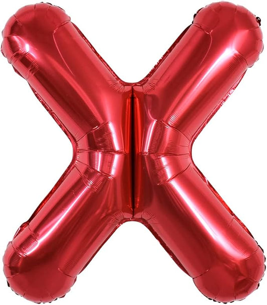 TONIFUL 40 Inch Large Bright Red Letter Balloons A-Z, Giant Jumbo Helium Foil Mylar Big Letter X Balloons for Birthday Party Anniversary Wedding Decorations