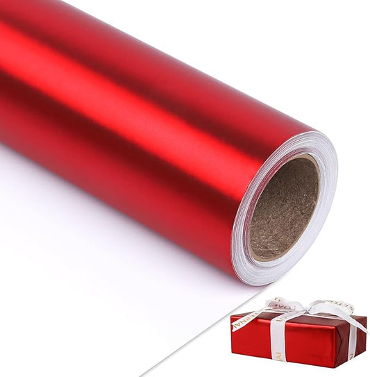 NESCCI Matte Metal Red Wrapping Paper, Solid Color Paper,Gift Wrapping Paper,Perfect for Wedding,Valentine's Day,Birthday, Christmas,Baby Shower,DIY Bouquet (17 Inches X 32.8 Feet)