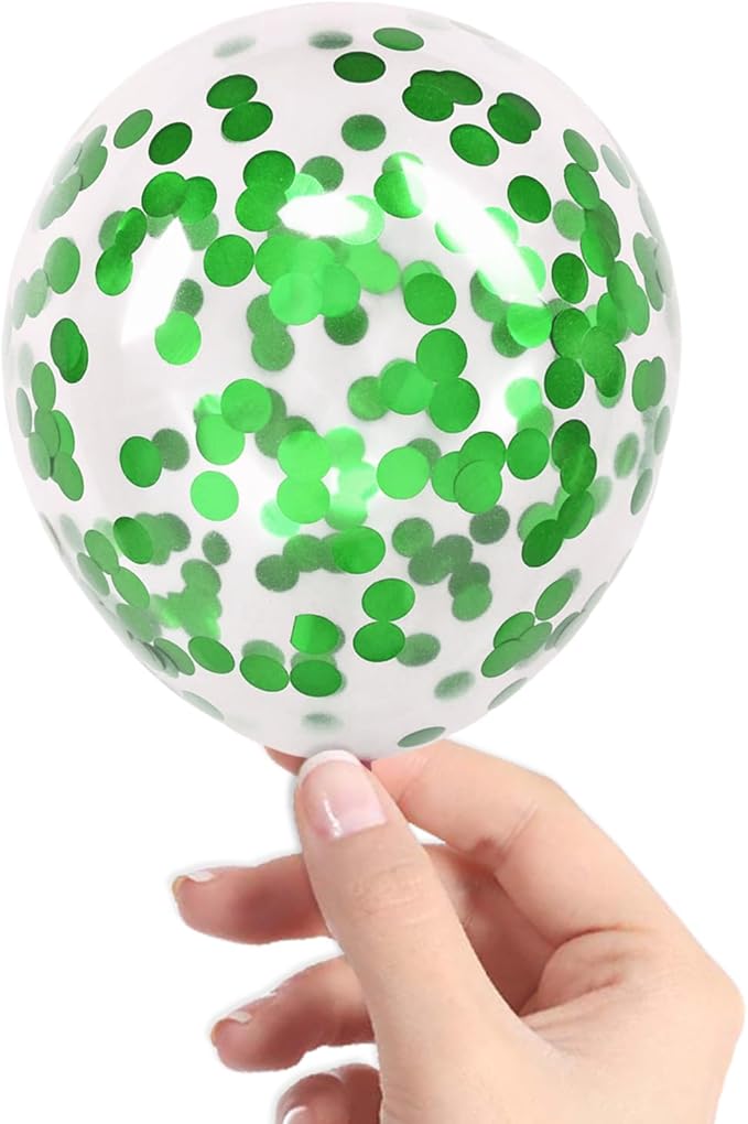 Green Confetti Balloons, 40 Pcs 5 Inch Clear Balloons with Confetti Inside for Birthday Party Graduation Engagement Cake Topper Decor Bridal Shower Baby Shower Decoration Supplies