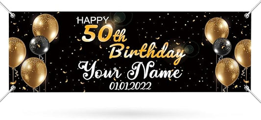 Happy Birthday Banner Personalized Name Photo Age Custom Birthday Banners and Signs Customize for Birthday Party Decoration 6'x2'