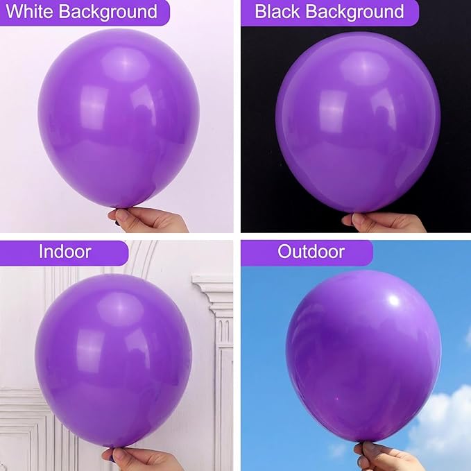 RUBFAC 135pcs Purple Balloons, Latex Lavender Lilac Balloon Different Sizes 18 12 10 5 Inch for Garland Arch Birthday Baby Shower Anniversary Wedding Masquerade Party Decoration