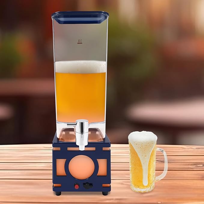 0.79 Gallon Beverage Dispenser With Stand,Single Tank Water Ice Tea Beer Margarita Juice Drink Dispenser with LED Lights,Plastic Clear Water Jar Dispenser with Spigot for Home Bar Parties (Dark Blue)