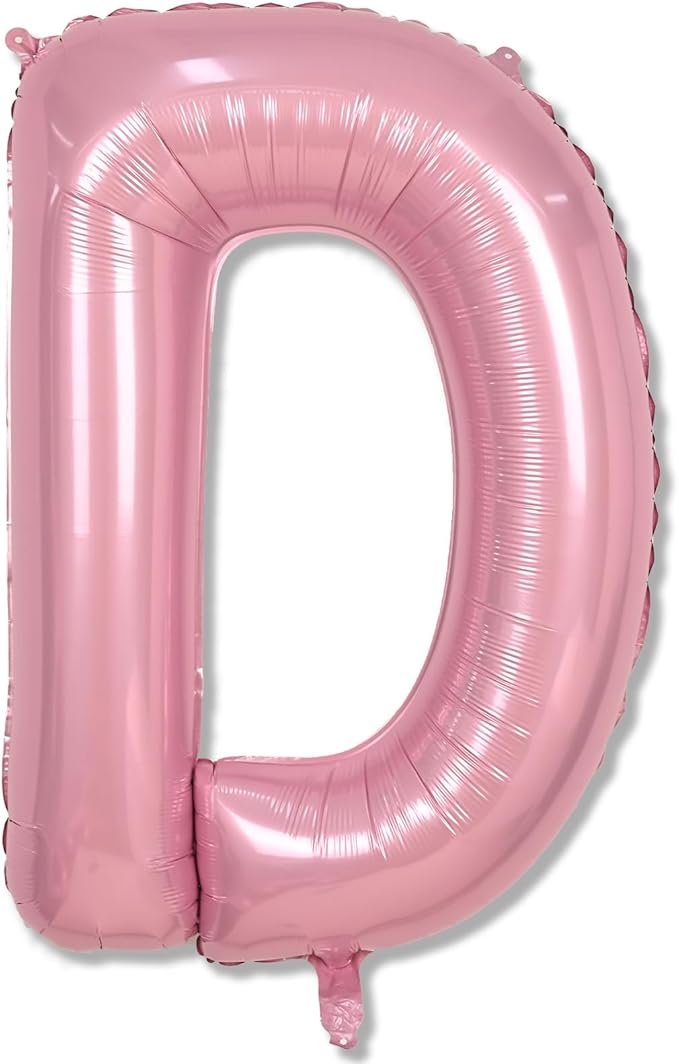 Pastel Pink D Letter Balloon, 40 Inch Giant Light Pink Mylar Foil Letter D for Girls, Self Inflating D Birthday Balloon for Girl Baby Shower Women Anniversary Princess Party Decorations Supplies