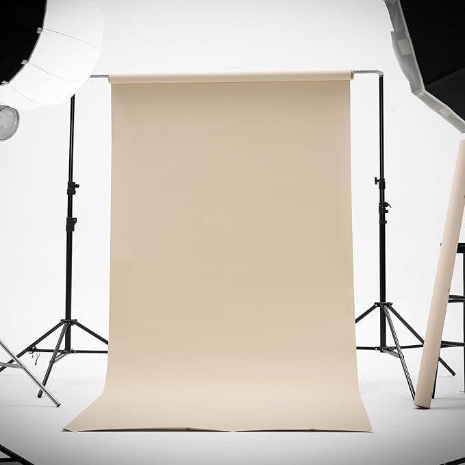 Kate Seamless Paper Backdrop for Photography Beige Cream Backdrop Paper (53''x16.4' Ivorine)