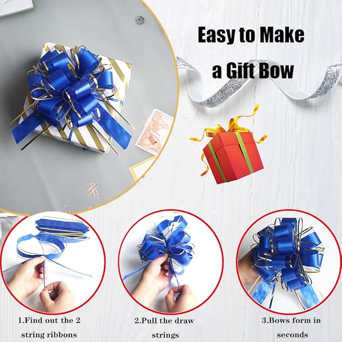HQJAXJ 6 Pcs Pull Bows for Gift Wrapping - 6 Inch Ribbon Bows for Christmas, Wedding, Valentine's Day (Light Blue)