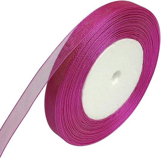 Chenkou Craft Solid Organza Ribbon 1 Roll 50 Yards Fuschia Craft Bow Party Decoration Packing Ribbons (Fuschia, 1/2"(12mm))
