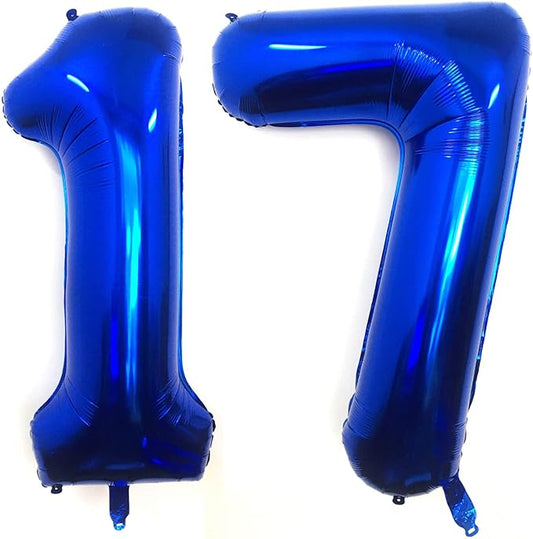 40 Inch Navy Blue 17 Number Balloons Giant 17 Balloons Navy Blue Birthday 17 Balloons 17th Birthday Anniversary Party Decorations Supplies