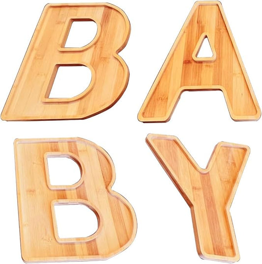 15.8" Fillable Charcuterie Trays, 4 Pack Larger Bamboo Charcuterie Boards for Baby Shower, Wooden Serving Trays for Fruit Cheese Platter Vegetable Food Dish Plates, Baby Birthday Party Table Decor