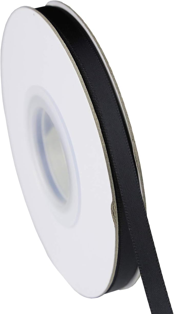 ITIsparkle 1/4" Inch Double Faced Satin Ribbon 50 Yards-Roll Set for Gift Wrapping Scrap Books Party Favor Hair Braids Baby Shower Decoration Floral Arrangement Craft Supplies, Black Ribbon