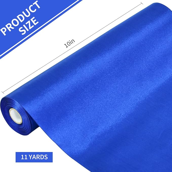 TONIFUL 10 Inch X 11yds Royal Blue Satin Extra Wide Christmas Ribbon for Outdoor Use, Grand Opening, Wedding Decoration