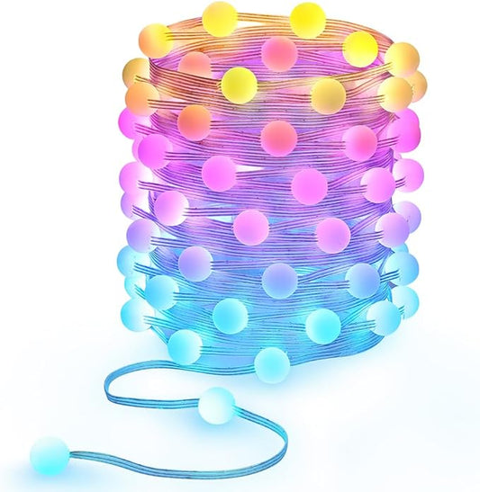 66ft Globe String Lights, 133 LED RGB Color Changing String Fairy Lights, Smart APP & IR Remote Control, 200+ Scene Modes for Bedroom Backdrop Indoor Outdoor Christmas Decorations