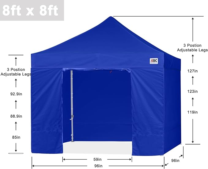 ABCCANOPY Easy Pop Up Canopy Tent with Sidewalls Commercial -Series, Royal Blue