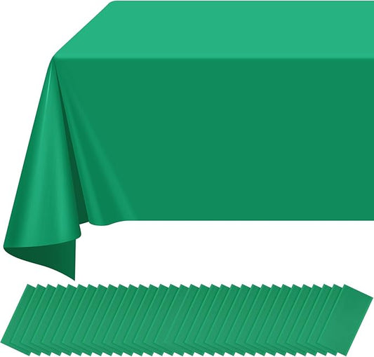 32 Pack Green Plastic Tablecloth for Rectangle Tables, Premium Decorative Green Disposable Table Cloths for Parties, Rectangle Party Table Cover for Birthday Anniversary Graduation Picnic, 54x108 Inch
