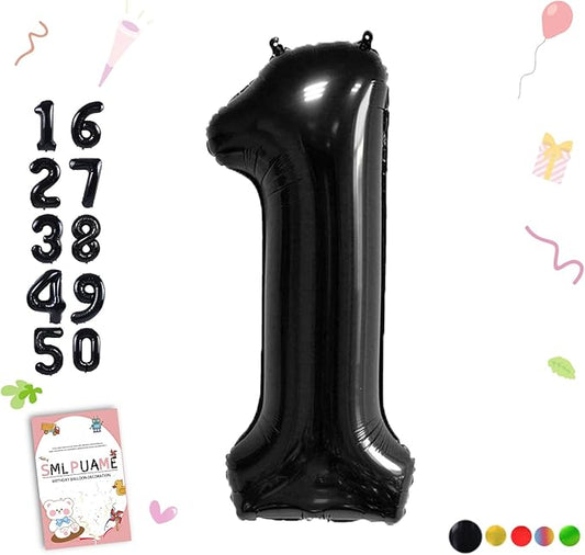 40 inch Number Balloon 0-9 Black Large Number 1 Balloons,Digital Balloons for Birthday Party Celebration Decorations Supplies, Helium Foil Number Balloons for Wedding Anniversary