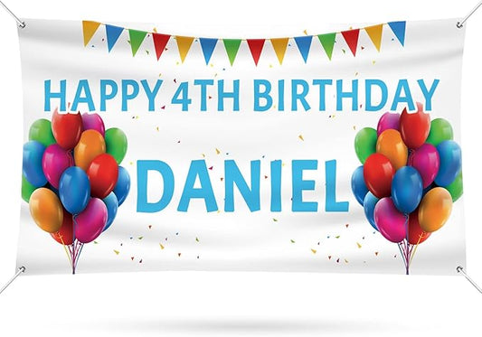 Happy Birthday Banner Personalized Name Photo Age Custom Birthday Banners and Signs Customize for Birthday Party Decoration 6'x3'