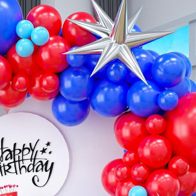 Red Blue Balloon Garland Kit, Red Blue Balloon Arch with Red and Dark Blue Balloons, Red and Blue Balloon Arch for Independence Day Graduation 4th of July Nautical Party Decorations