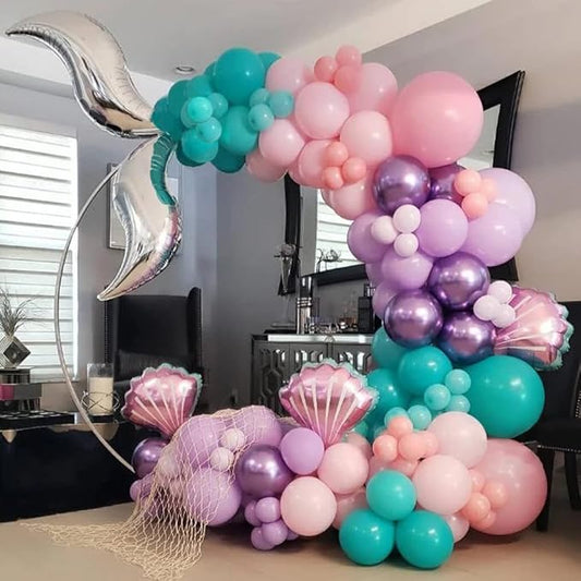 119Pcs Mermaid Balloon Garland Kit - Mermaid Tail Arch Party Decorations with Pink, Purple, Blue Balloons for Girls Under The Sea Birthday Party