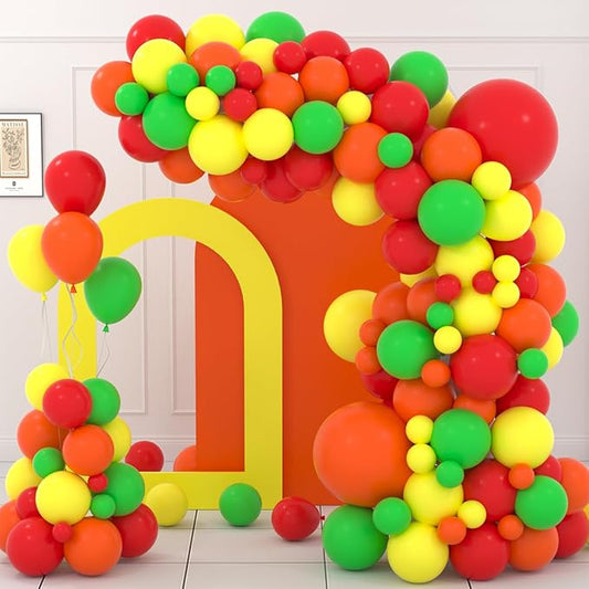 Red, Yellow, Green, Orange Balloons Set - 117PCS Rainbow Balloon Red Green Orange Balloons for Back To School Birthday Baby Shower Graduation Party Decorations