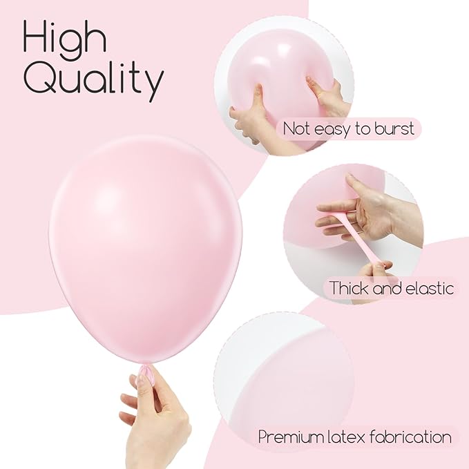 Awenztech 120pcs Light Pink Balloon Arch Kit, 18 12 10 5 inch Pastel Pink Latex Balloons Different Sizes Baby Pink Balloon Garland for Bridal Baby Shower Gender Reveal Birthday Party Decorations