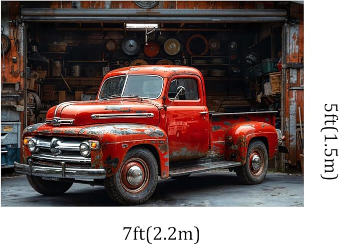 Kate 7x5ft Vintage Old Scrapped Pickup Trucks Photography Backdrops Car Repair Shop Photo Backgrounds Boy Birthday Party Background Video