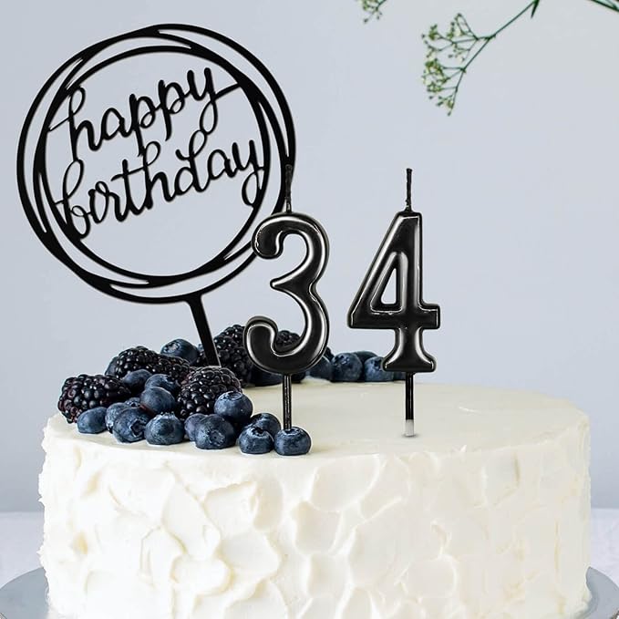 10-Piece Number Birthday Candles - Glitter Cake Topper Decoration for Birthday and Wedding Parties