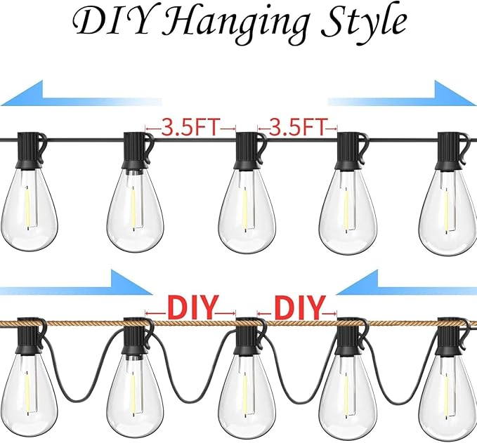 REEMEER 200FT Outdoor String Lights, Ultra Long Waterproof 60+2 Shatterproof Bulbs Led Outside Patio Lights for Porch Deck Garden Backyard Balcony Wedding Party Decor
