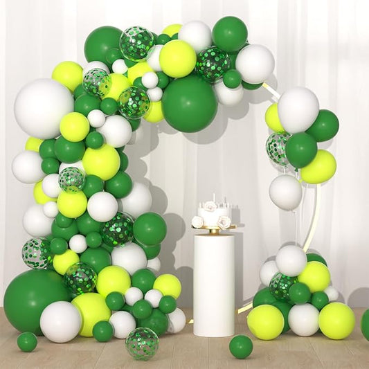 Green White Balloons Garland Arch Kit - Dark Green, Lime Green, Green White Balloons for Tropical Safari Wild Video Game Birthday Wedding Graduation Baby Shower St Patrick's Decorations