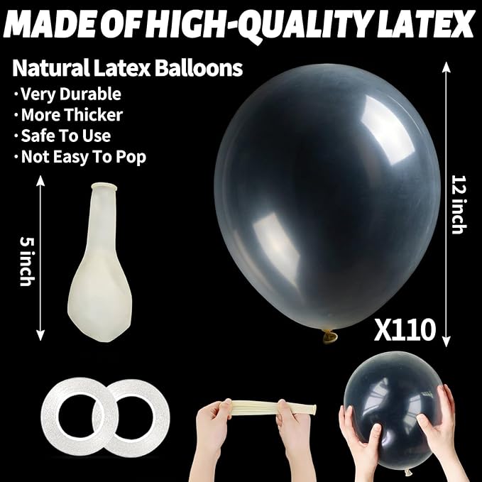 110pcs Clear Balloons, Clear Latex Balloons 12 inch, Transparent Balloon for Birthday Party Baby Shower Wedding(with 2 Ribbons)