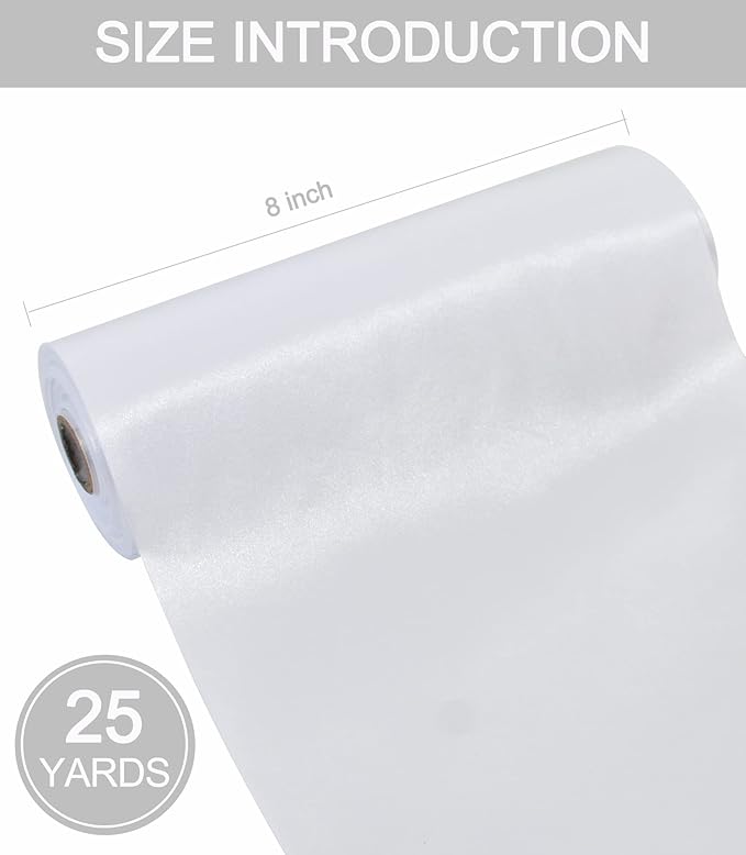 TONIFUL 8 Inch x 22yd Extra Wide Large White Satin Ribbon Solid Fabric Ribbons for Door Tree Home Outside Bows Decor Cutting Ceremony Kit Grand Opening Chair Sash Sewing Crafts Wedding Car Decoration