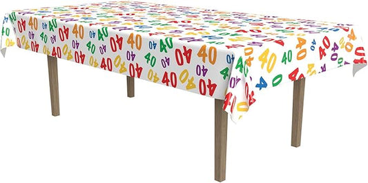 Beistle 40 Birthday Tablecover, 54” x 108” – Plastic Table Cloth, Rectangular Tablecloth, Table Covers for Party, Happy Birthday Table Cloth, Birthday Decorations, Party Supplies, Assorted colors
