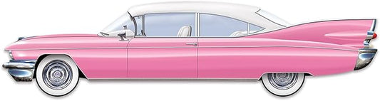 Beistle Jointed 50's Cruisin' Car Photo Prop Backdrop, 6' Long- 1950's Classic Pink Wall Decoration, Vintage Vehicle Cut Out