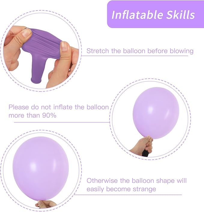 RUBFAC 87pcs Lavender Balloons Different Sizes 18 12 10 5 Inches for Garland Arch, Premium Pastel Latex Balloons for Birthday Party Wedding Baby Shower Bridal Shower Decorations