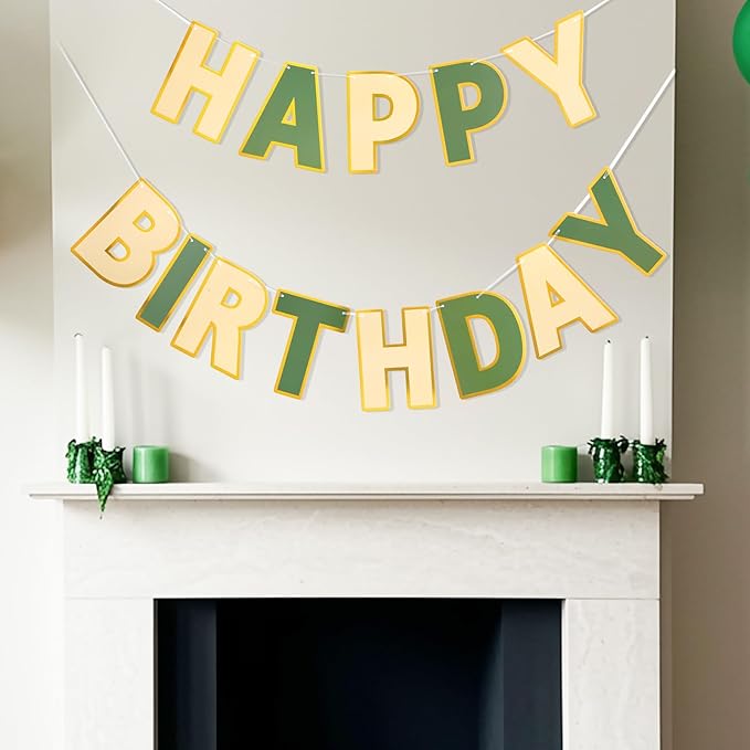 Happy Birthday Banner - 9ft Pre-Strung Happy Birthday Sign for Women, Men, Girls, Boys - No DIY Birthday Decorations & Party Supplies(Brown Green)