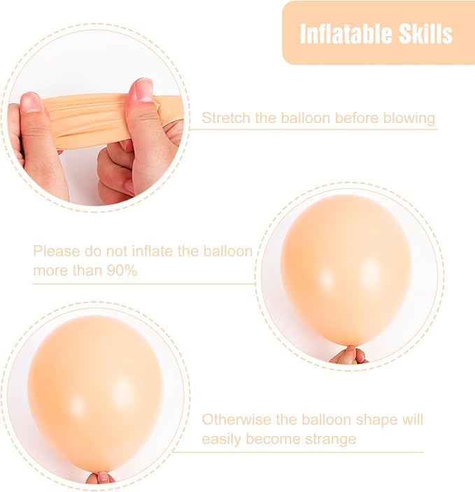 RUBFAC 135pcs Nude Balloons, Latex Boho Beige Apricot Balloon Different Sizes 18 12 10 5 Inch for Garland Arch Wedding Baby Shower Gender Reveal Anniversary Birthday Party Decorations