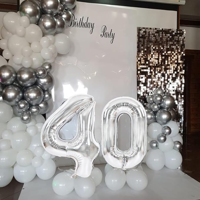 TONIFUL 40 Inch Large Silver Number 16 Balloons Giant Digital 16 or 61 Helium Foil Mylar Big Number Balloons for 2026 Graduation New Year Eve 16th or 61st Birthday Party 16th or 61st Anniversary