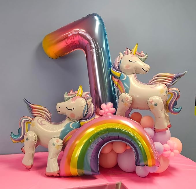 40 Inch Number Balloons 0-9 Rainbow Gradient Large Number 7 Balloons, Digital Balloons for Birthday Party Celebration Decorations, Helium Foil Number Balloons for Wedding Anniversary