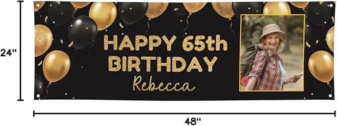 Happy Birthday Banner Personalized Name Photo Age Custom Birthday Banners and Signs Customize for Birthday Party Decoration 4'x2'
