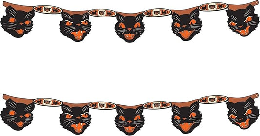 Beistle 2 Piece Vintage Halloween Party Decorations - Black Cat Banners