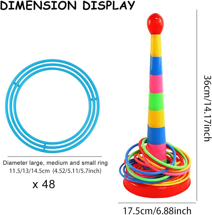 2 Color Columns + 48 Circles, Colorful Happy Circle Game,Children's Play Park, Christmas Party Birthday Party Gift. Suitable for Indoor Holiday Games Family Christmas Party Games