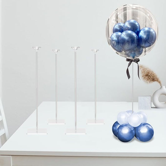 TEKXYZ 23.6 Inch Height Clear Acrylic Balloon Stand for Table Centerpiece Decoration, Set of 4