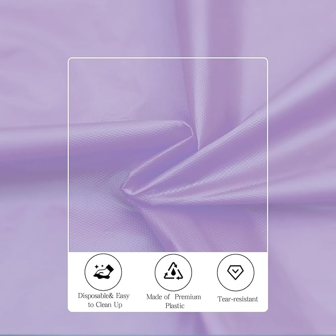 tujol Lavender 6 Pack Plastic Table Cloth 84", Disposable Round Tablecloth Table Cover, Plastic Tablecloths for Parties