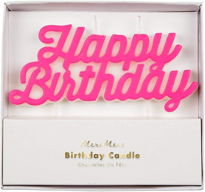 Meri Meri Pink Happy Birthday Candle (Pack of 1)