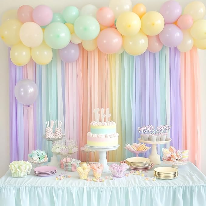 12 Crepe Paper Streamers Rolls, 656ft Pack of Unique 12 Pastel Streamers for Party Decorations, Pastel Backdrop, Birthday Streamers, Party Streamers(1.8 inch x 82 ft/Roll)