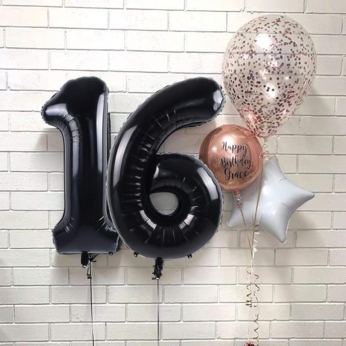 TONIFUL 40 Inch Black Large Numbers Balloon Birthday Foil Mylar Big Number Balloon Digital 20 for 2026 Graduation New Year Eve 20th Birthday, 20th Anniversary, Graduation Ceremony Photo Shoot