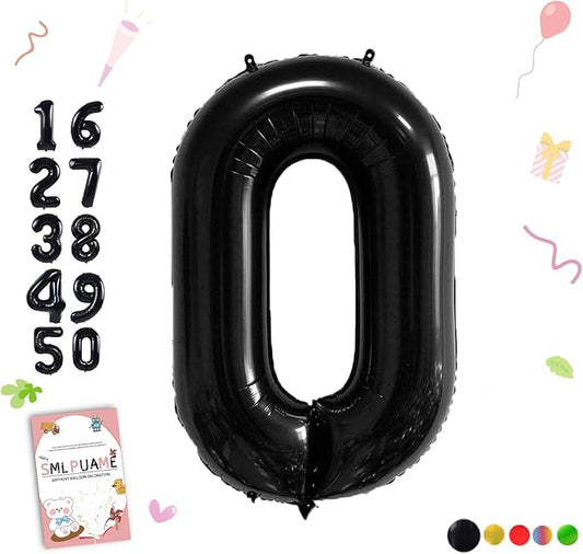 40 inch Number Balloon 0-9 Black Large Number 0 Balloons,Digital Balloons for Birthday Party Celebration Decorations Supplies, Helium Foil Number Balloons for Wedding Anniversary