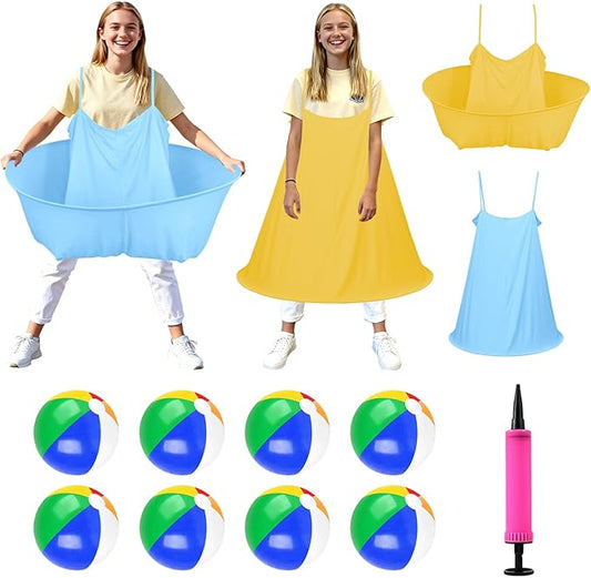 Granny Pants Outdoor Game, Granny Pants Yard Game for Adults with Bouncy Balls and 1 Air Pump (Random Colors), Granny Pants Game Granny Skirt Outdoor Game for Family Reunion Team Game Party