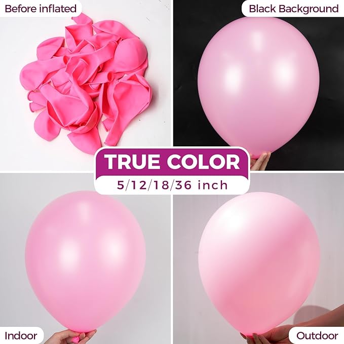 Bezente Pink Balloons 18 Inch - 30 Pack Large Thick Pink Balloons Big Round Pink Latex Balloons for Birthday Bridal Shower Gender Reveal Wedding Party Decorations