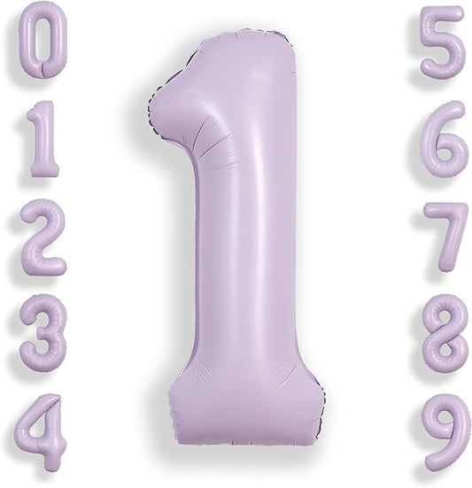 SUWEN 40 Inch Light Purple Large 1 Balloon Number Big Foil Helium Lavender Number Balloons Huge Mylar 0-9 Giant Jumbo Happy 1st Birthday Party Anniversary Decorations