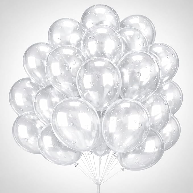 Clear Balloons 100 Pack, 12 Inch Round Latex Balloons, Helium Transparent Balloons for Wedding, Birthday, Baby Shower, Bridal Shower Party Decorations